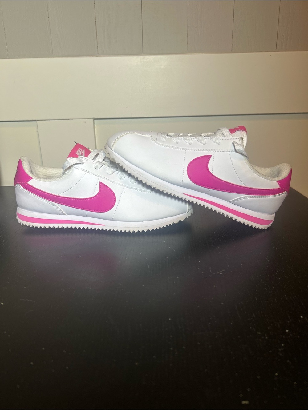 Nike Cortez 'Fuchsia Pink' White Sneakers, Size 6Y / 7.5W DM0950-104